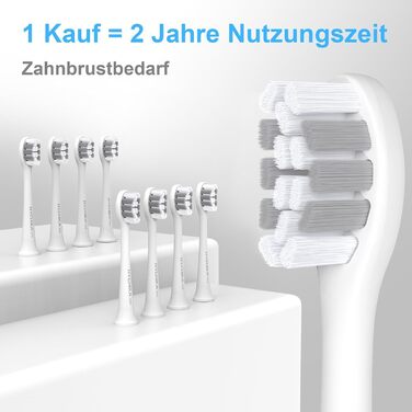 Електрична зубна щітка для дорослих з акумулятором до 240 днів роботи, 8 змінних насадок, акумуляторна, 3 режими чищення, таймер на 2 хвилини, водонепроникність IPX7, ідеальний подарунок для сім'ї, біла
