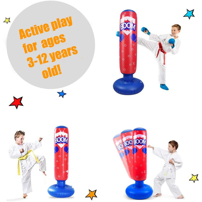 Боксерська груша JanTeelGO Kids 120 см, боксерська груша для миттєвого відскоку для занять кікбоксингом, карате, тхеквондо для зня
