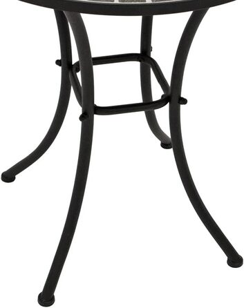 Мозаїчний стіл DEGAMO Бістро Siena 60 см круглий, каркас металевий чорний, стільниця з кераміки під мозаїку, сірий/білий