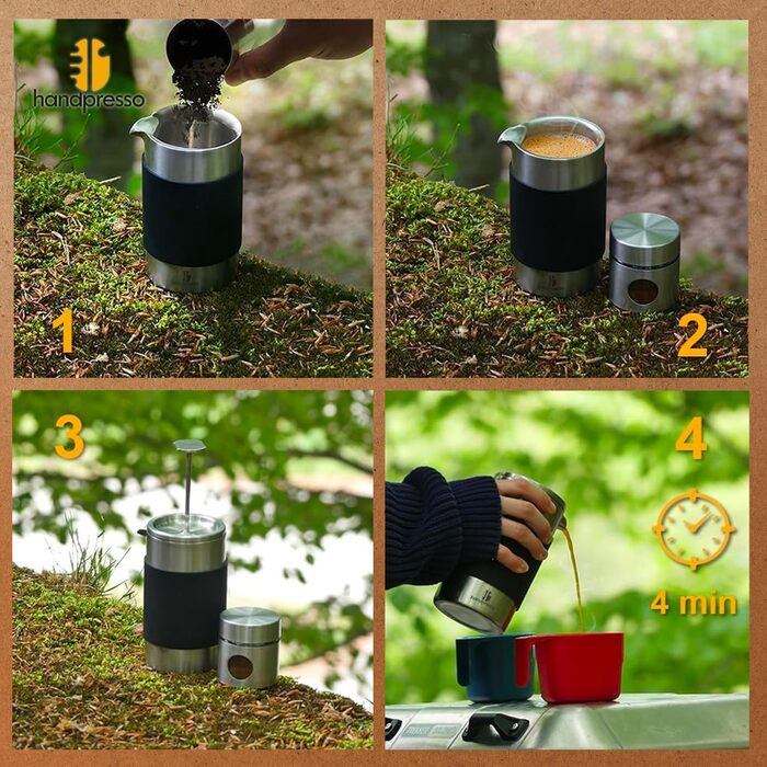 Туристичний прес з сумкою 0,35 літра (2-3 чашки) Френч-прес з нержавіючої сталі Прес для кави з подвійними стінками Термо френч-прес малий для кемпінгу або подорожей