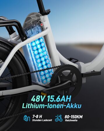 Електричний велосипед DYU C9 E-Bike для чоловіків та жінок - Електровелосипед з акумулятором 48 В 15,6 Аг, колесами 20 x 3,0 дюйма, 7-ступінчастою коробкою передач зі світлодіодним дисплеєм, двигуном 250 Вт та швидкістю 25 км/год, запасом ходу до 150 км, 