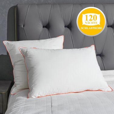 Помаранчева хвиляста пухова подушка 80x80 см, пір&39яна подушка - Однослойна подушка для сну з пуху та пера 80x80, сертифікована RDS та Oeko-TEX, подушка для сну на боці для максимальної підтримки та розкішного комфорту сну 80x80 см