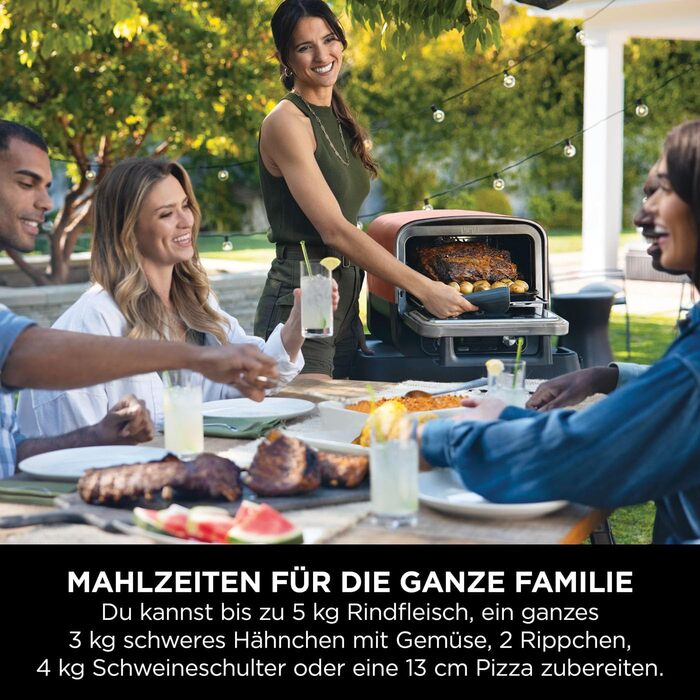 Відкрита піч Ninja Woodfire, піч для піци 8-в-1, коптильня для барбекю з решіткою для запікання, миска Pro-Heat, камінь для піци, деревні гранули та лопата, електрична, 6 налаштувань піци, палений апельсин OO101EU