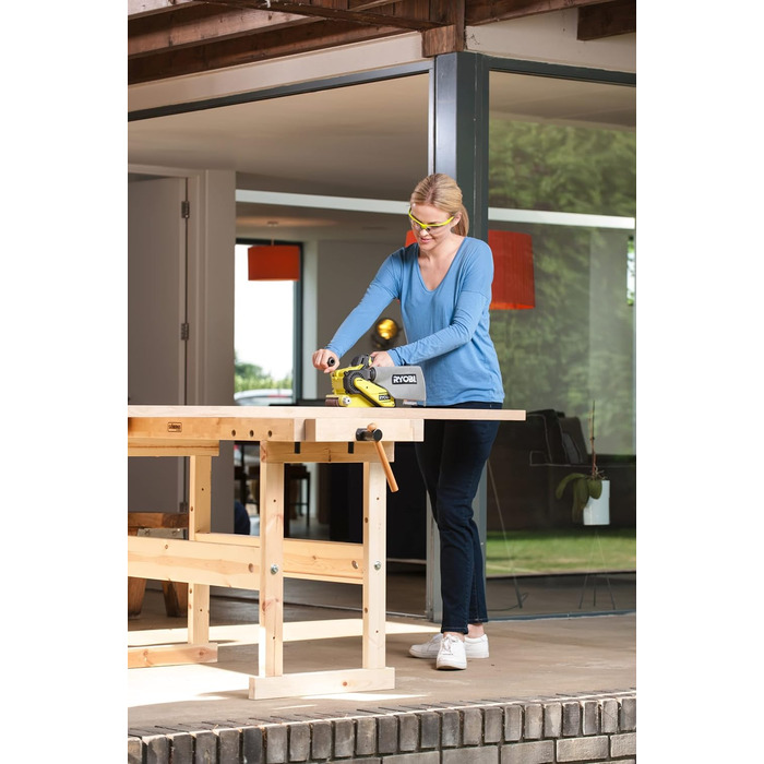 Акумуляторна стрічкова шліфувальна машина RYOBI 18 В ONE R18BS-0 (ширина шліфування 76 мм, довжина стрічки 457 мм, з мішком для пи