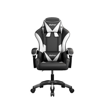 Геймерське крісло з PU з каркасом із сирої бавовни та металу ергономічна подушка для попереку, підставка для ніг, регулювання висоти, поворот на 360, регульований підголівник та підлокітники для домашнього офісу та ігор