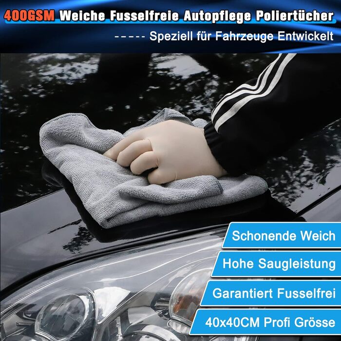Автомобільний набір губок для ручного полірування, професійна 100-міліметрова губка для полірування воску з ручкою та полірувальними серветками з мікрофібри для полірування автомобіля, воскування, чищення автомобіля Догляд за автомобілем зовні та інтер'єр