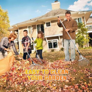 Розширений садовий граблі-віяло 22-44 см з регульованою металевою ручкою 2.15 м та рукавичками, граблі для листя, металеві граблі-віяло, граблі для прибирання листя, трави та двору