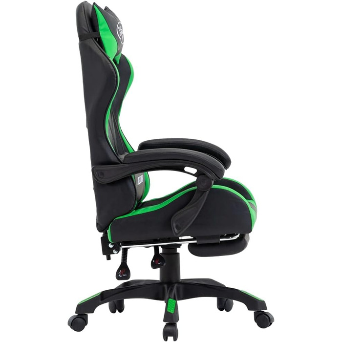 Геймерське крісло з підставкою для ніг, зелено-чорна штучна шкіра