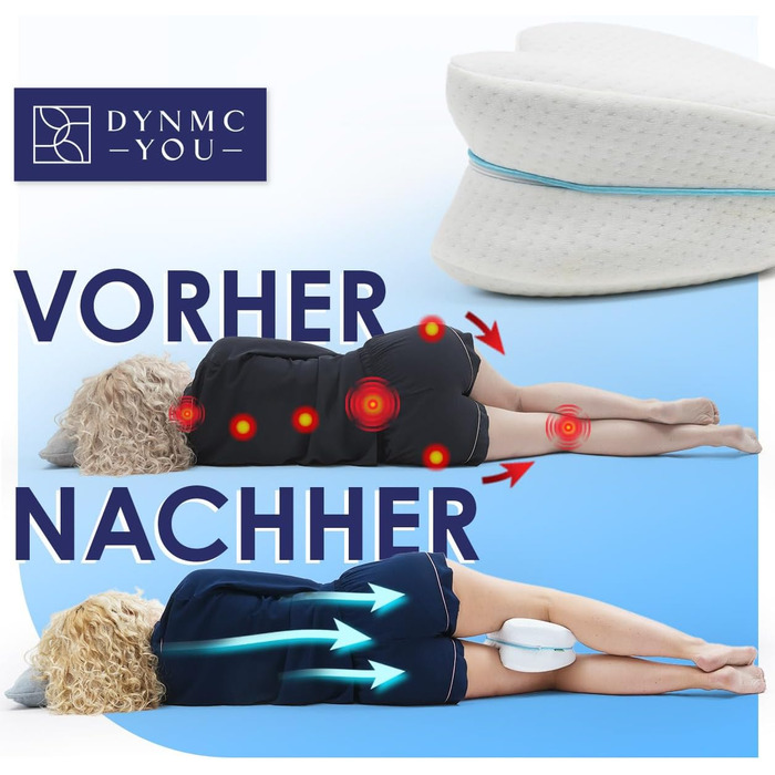 Подушка для колін для сну на боці - Ергономічна подушка з піни з пам&39яттю форми для ніг, стегон та спини - Подушка для ніг для спокійного сну з дихаючою та пральною оббивкою 26x22 см