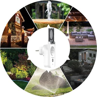 Енергозберігаюча розетка Luminea Home Control 4-стороння зовнішня розетка WiFi, лічильник витрат електроенергії, додаток, Matter (розетка Wi-Fi Smart Life, розумна розетка TUYA)