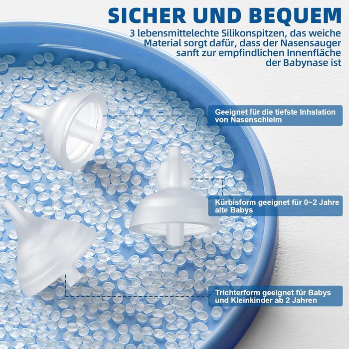 Назальний аспіратор ChapStick, дитячий назальний аспіратор-пилосос, оснащений 5 рівнями потужності всмоктування та 3 розмірами нак