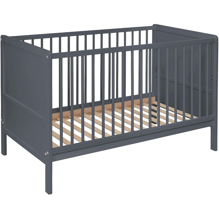 Дитяче ліжко Nelly 120x60 см Дитяче ліжко Сірий колір Бук Регульована висота у 2 напрямках 3 знімні перекладини Сертифіковано EN 716