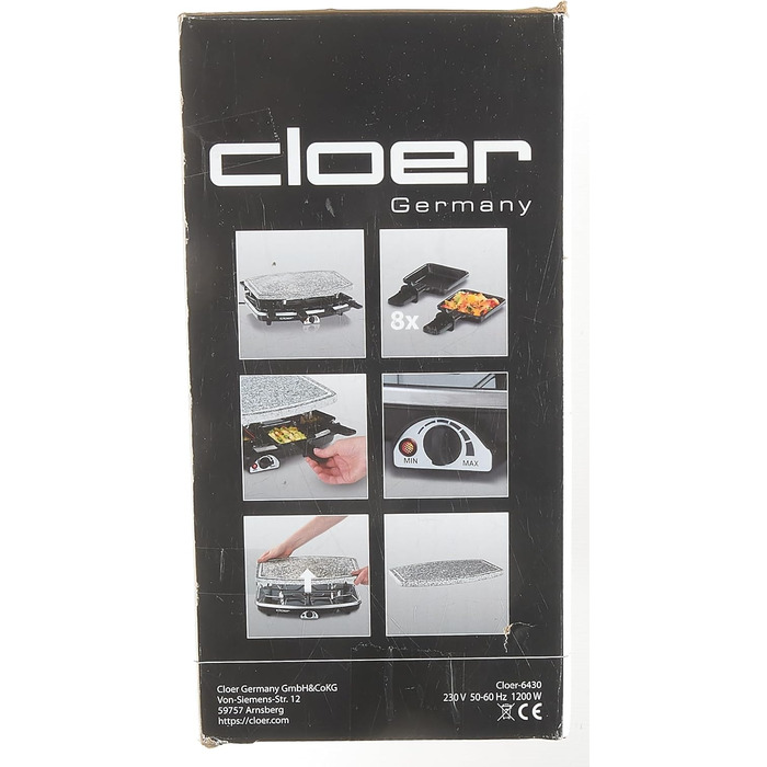 Раклетний гриль з натуральним каменем, 1200 Вт, 8 сковорідок з антипригарним покриттям з термоізольованими ручками, ціла плита, 6430