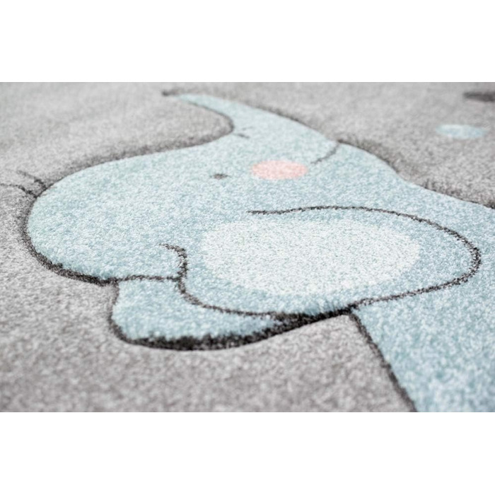 Килимок дитяча кімната слон крапки мильні бульбашки сірий синій розмір 200 х 290 см