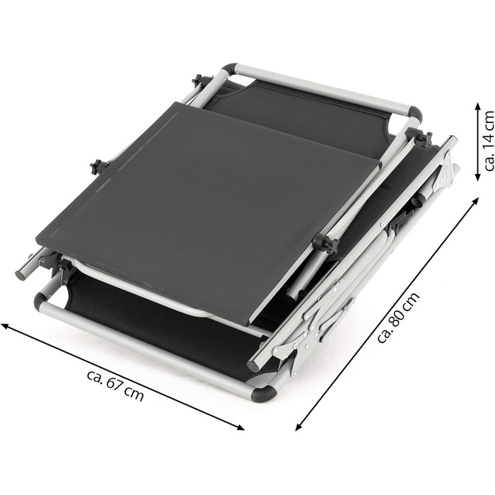 Надзвичайно високий шезлонг для літніх людей, садовий шезлонг, розкладний шезлонг садове крісло з алюмінію та текстилену колір темно-сірий