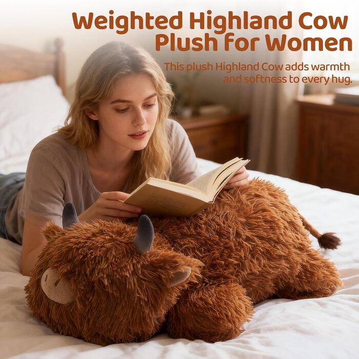М'яка іграшка Mewaii Weighted Plush Highland Cow, 58 см, 1.8 кг