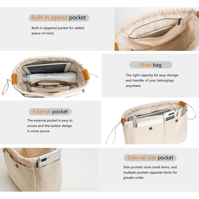 Гаманець-органайзер для сумочки, міцний гаманець, органайзер-сумка в сумці, сумочка та сумка-торбинка, медсестри (M) Бежевий серед