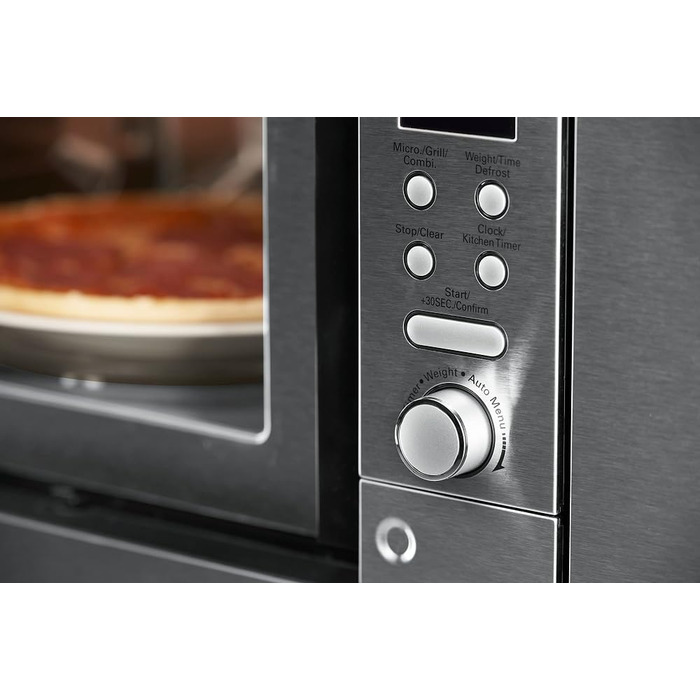 Вбудована мікрохвильова піч MW800 / Мікрохвильова піч 20 л з грилем / Мікрохвильова піч 800 Вт / Гриль 1000 Вт / 5 рівнів потужності / Цифровий таймер / 38 x 56 x 50 см Монтажні розміри (В x Ш x Г) Одинарний
