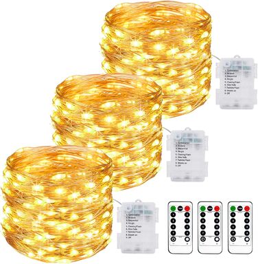 Світлодіодна батарея казкових вогнів з пультом дистанційного керування, 10M 100LED акумуляторна батарея з таймером 8 режимів IP65