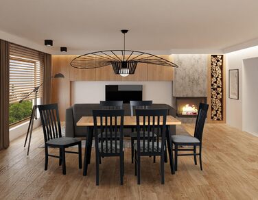 Розкладний обідній стіл - прямокутний - обідній стіл - кухонний стіл - дерев&39яні ніжки чорного кольору - стільниця в ремісничому стилі - сучасний стиль - для 6-10 осіб, 80 x 140-180