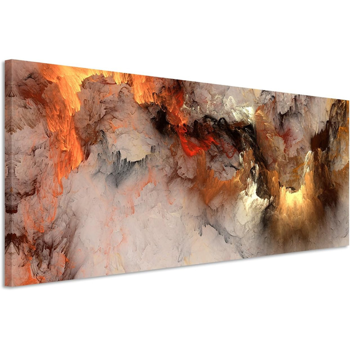 Панорамний живопис 150x50cm Абстрактний фреска вогонь і туман на полотні хмари з проривом світла Ексклюзивна фреска
