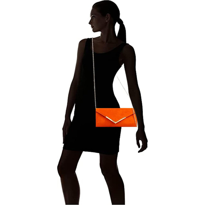 Клатч з замші, однотонний, для нареченої, випускного, весілля, вечора, вечірки, помаранчевий