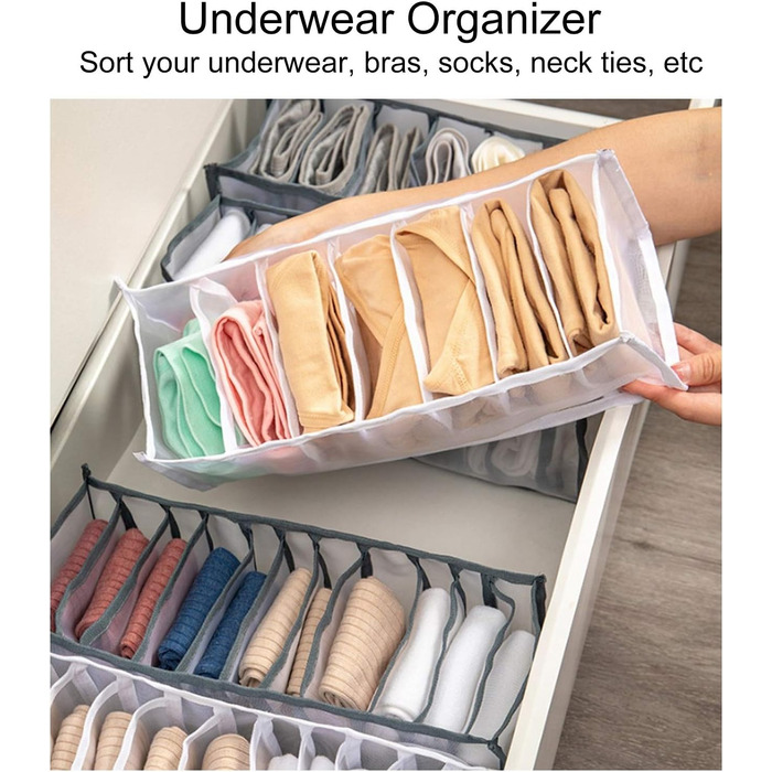 Складана коробка для зберігання білизни, органайзер для бюстгальтерів, роздільник для шкарпеток, чудовий комплект для шафи, легка, практична, для домашнього зберігання (сіра)