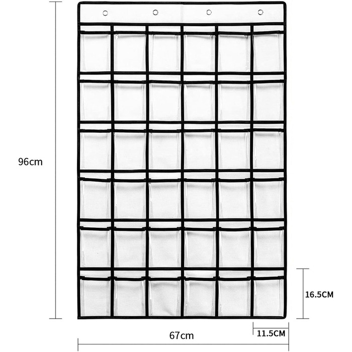 Сумка для зберігання мобільних телефонів, Класна кімната, Підвісний органайзер з 36 кишенями, Канцелярське приладдя для гуртожитків, будинків, включаючи наклейки з номерами, Флізелін, Білий