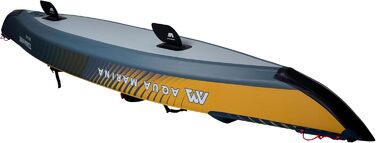Надувний каяк преміум-класу Aqua Marina Tomahawk AIR-K високого тиску Drop-Stitch для 2 осіб, довжина 440 см, темно-синій/жовтий