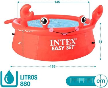 Наземний басейн Easy Set Round Crab, 880 л, ПВХ, червоний, 183x51 см, 26100NP