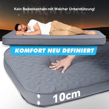 Самонадувальний килимок для сну HIKENTURE з вбудованим електричним насосом, кемпінговий матрац з пінопласту товщиною 10 см, самонадувальний повітряний матрац з коефіцієнтом тепла 9,5, спальний килимок для використання на свіжому повітрі, намет, походи, ав