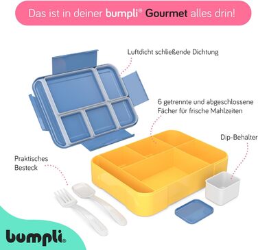 Бумплі Ланчбокс Гурман Дитячий контейнер для обіду з відділеннями, ідеальний для школи та подорожей Міцний ланчбокс, шкільний ланчбокс, стильний дитячий контейнер для їжі, ланчбокс у школу