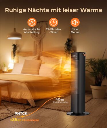 Енергозберігаючий електричний нагрівач, керамічний нагрівач PTC потужністю 2000 Вт, коливальний електричний нагрівач 75 з термостатом, тихий електричний нагрівач, 3 режими, 24-годинний таймер, захист від перегріву та перекидання