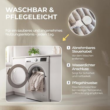 Інфрачервона ковдра BR Bringer з підігрівом - Електрична флісова ковдра з автоматичним вимкненням та захистом від перегріву - 6 налаштувань нагріву, таймер до 10 годин, кабель 2,45 м, можна прати в пральній машині, OEKO-TEX (200x180 см, Nordic Taupe) Nord