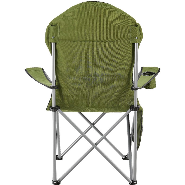 Складаний кемпінговий стілець Juskys Lido з тримачем для напоїв, бічною кишенею та сумкою для перенесення - М&39який складний кемпінговий стілець з підлокітниками та спинкою - 4 кольори зеленого кольору
