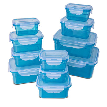 Контейнери для зберігання продуктів My Home із застібкою-клікатором, герметичні коробки для зберігання, 22 шт. и, підходять для мікрохвильової печі, морозильної камери та посудомийної машини, сині (набір з 11 коробок - всього 22 шт. и)