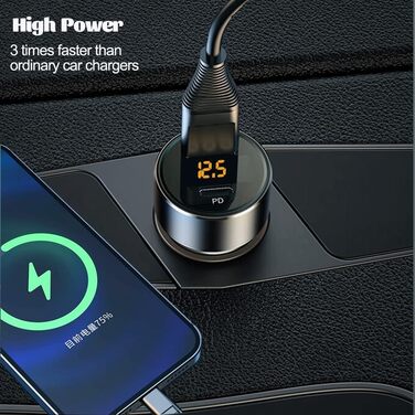 Автомобільний зарядний пристрій USB C, 30W /2.4A прикурювач USB зарядний пристрій міні швидка зарядка, 18W PD 12V & 12W USB автомо