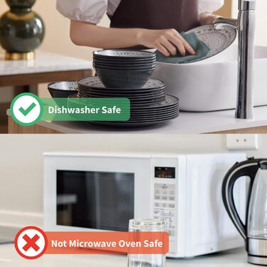 Набір меламінового посуду для 8 осіб, 24 предмети кемпінгового посуду, включаючи тарілки та миски, ідеально підходить для садових вечірок, вечірок на терасі, караванів