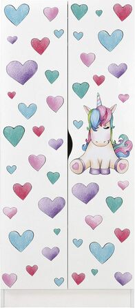 Біла дводверна шафа - Roma - функціональна шафа з розсувними дверима, Dim 70 x 42.5 x 161.5 (H) см, шафа для одягу, меблі для діте