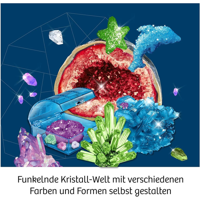 Вирощування кристалів - Вирощування захопливих кристалів - Повний набір, блискучі кристали, скриня зі скарбами, прикраса, набір для експериментів - для дітей віком 10-14 років, 645601