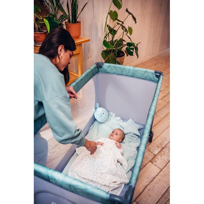 Дитяче ліжечко Momi BELOVE для дітей вагою до 15 кг, Ш65 x Д125 x В78 см (складається 21 x 23 x 80 см), дитяче ліжечко з матрацом, 2 колеса, сумка для транспортування сірого кольору