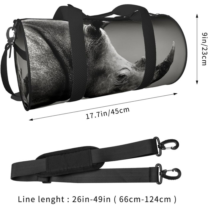 Спортивна сумка-рюкзак для подорожей з африканським принтом носорога, чорна, універсальний розмір