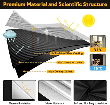 См, Затемнення мансардного вікна Внутрішнє сонцезахисне вікно без свердління, Затемнення тканини Теплозахист зовнішнє, Термоплівка Blackout Film By The Yard Для спальні, 200x148