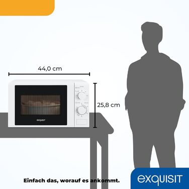 Мікрохвильова піч Exquisit MW 802 Потужність 700 Вт Місце для приготування їжі 20 л Компактна мікрохвильова піч Інтер'єр з нержавіючої сталі Таймер білий Класичний Білий