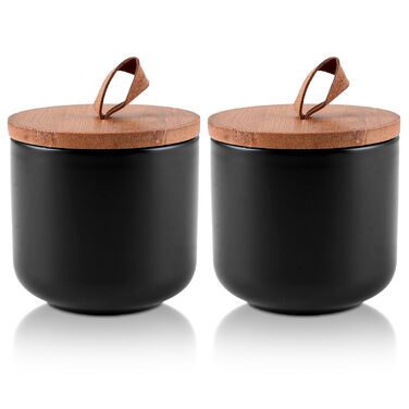 Скляні керамічні банки з кришками, керамічні контейнери для зберігання об&39ємом 260 мл/9 унцій, контейнери для зберігання продуктів з ручками, чорні цукорниці, контейнери для кавових зерен, цукру, чаю, 2