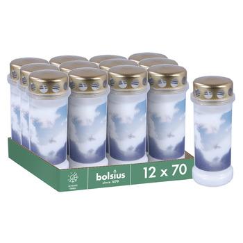 Надгробна свічка - Довгого горіння - Біла - 6 - 12 шт. - З мотивом - Небо - Час горіння 70 годин Небо 12 шт.