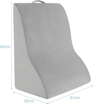 Подушка для читання COSTWAY для ліжка та дивана, подушка для підняття ніг, клиноподібна подушка з чохлом, що прається, опорна подушка для одужуючих, вагітних, при хропінні та печії (сіра)