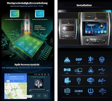 Автомобільний радіоприймач Erisin 9-дюймовий 8-ядерний 4 ГБ 64 ГБ Android 14 з Bluetooth та GPS-навігацією для Mercedes A-класу W169 B-класу W245 Sprinter Viano W639 Vito VW Crafter CarPlay Android Auto DSP DAB WiFi RDS FM SWC