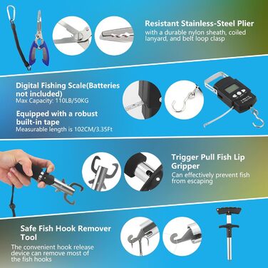 Набір рибальських снастей із 314 предметів, набір рибальських снастей з рибальськими аксесуарами, затискачами для губ, знімачем гачків, гачками, рибальськими приманками, коробкою для снастей на 3 полиці. Підходить для початківців та професіоналів у компле