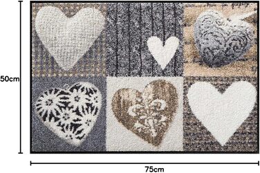 Килимок для входу та вітальні Salonloewe ALPENGLCK Hearts 50 x 75 см - Килимок для входу та килимок для очищення 50 x 75 см (прямокутний)